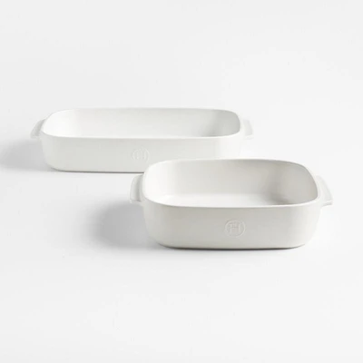 Emile Henry x Crate & Barrel 2-Piece Cream Ceramic Baking Dish Set