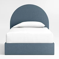 Emma Denim Blue Upholstered Arched Kids Twin Storage Bed