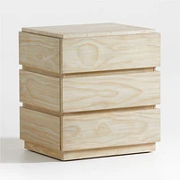 Ensenada Wood and Travertine Nightstand with Drawers