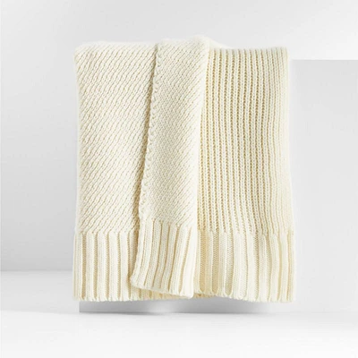 Sweater Knit 70"x55" Cream White Throw Blanket