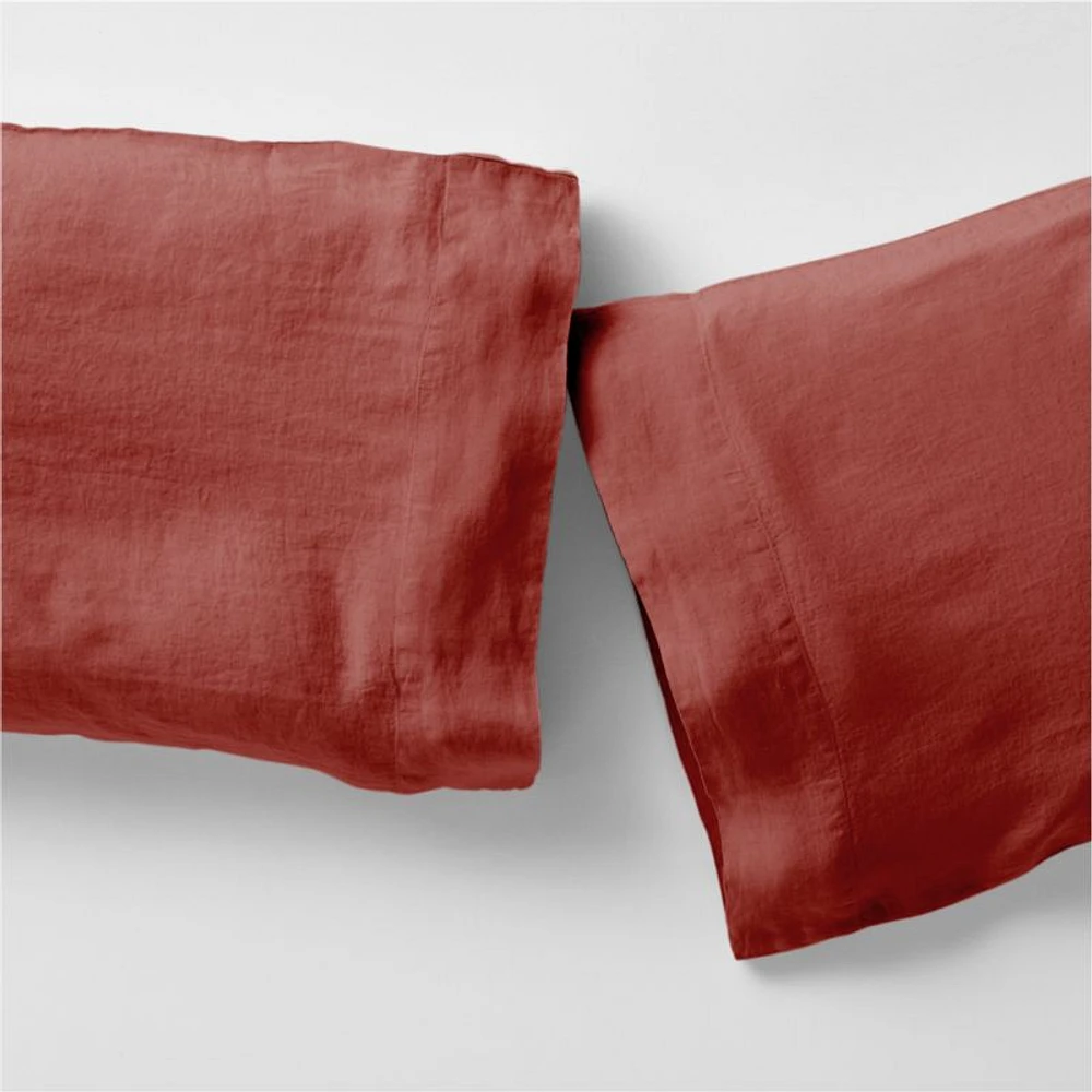 Aire Natural EUROPEAN FLAX ™-Certified Linen Castilian Red Standard Pillowcases, Set of 2