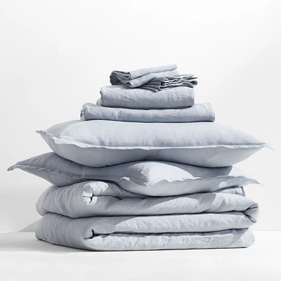 Aire Natural EUROPEAN FLAX ™-Certified Linen Mist Blue Full Bedding Set