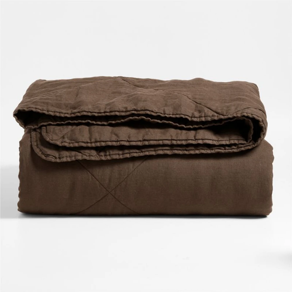 EUROPEAN FLAX™-Certified Linen Deep Brown Full/Queen Quilt