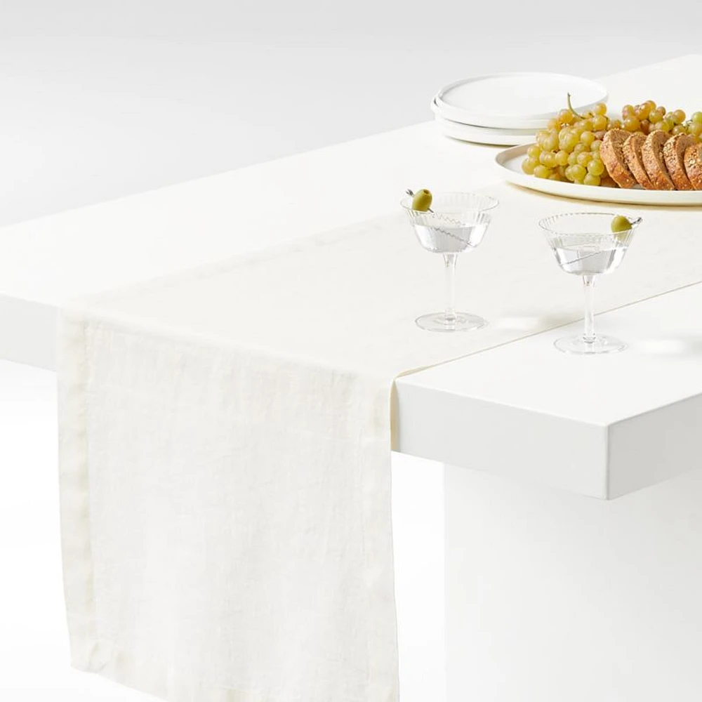 Marin 90" Arctic Ivory EUROPEAN FLAX ™-Certified Linen Runner