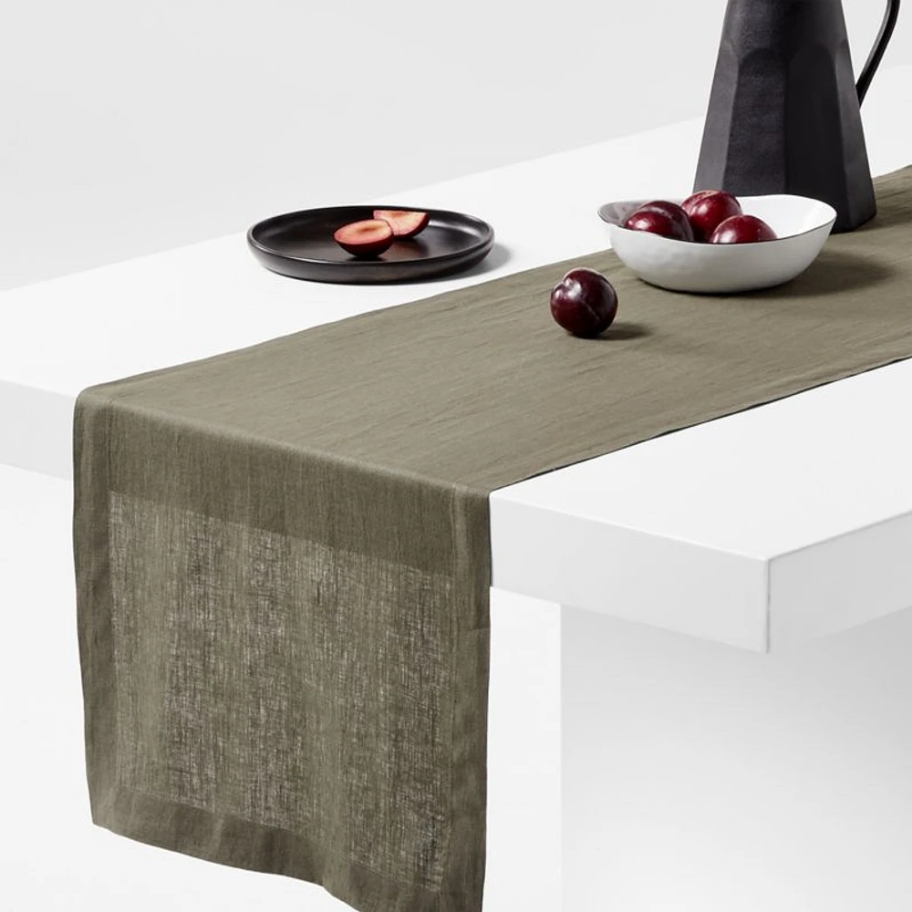 Marin 120" Desert Green EUROPEAN FLAX ™-Certified Linen Table Runner