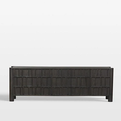 Ezri 82" Carved Oak Wood Storage Media Console