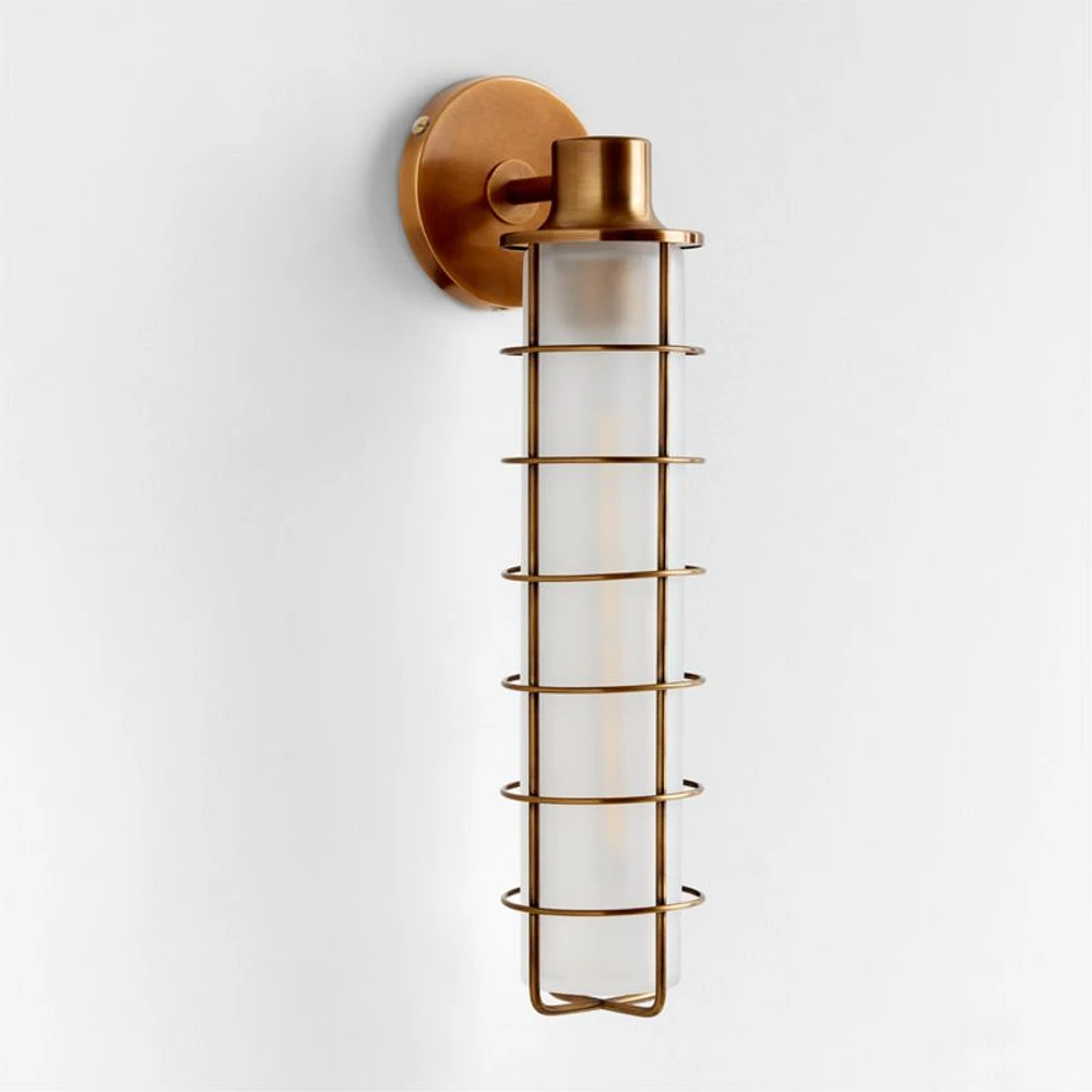 Fairfax Tall Brass Metal Indoor/Outdoor Wall Sconce Light