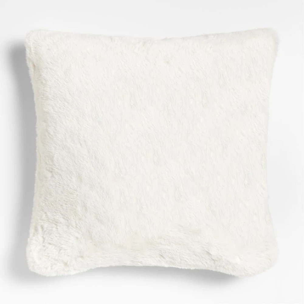 Ivory 23"x23" Faux Fur Throw Pillow with Feather Insert