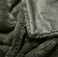Faux Fur 70"x55" Burnt Green Throw Blanket