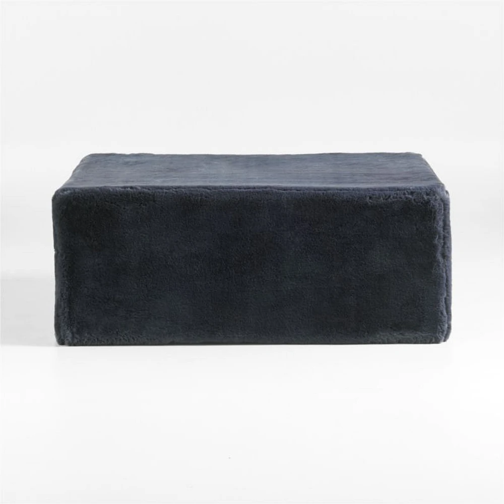 Midnight Navy Blue Faux Fur 36"x14" Pouf