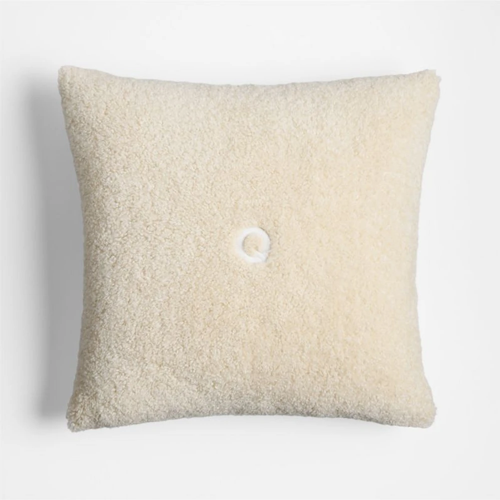 Faux Shearling 20x20 Travertine Beige Throw Pillow Cover