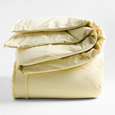 Favorite Washed Organic Cotton Lemon Yellow Sorbet Eyelash Full/Queen Duvet Cover