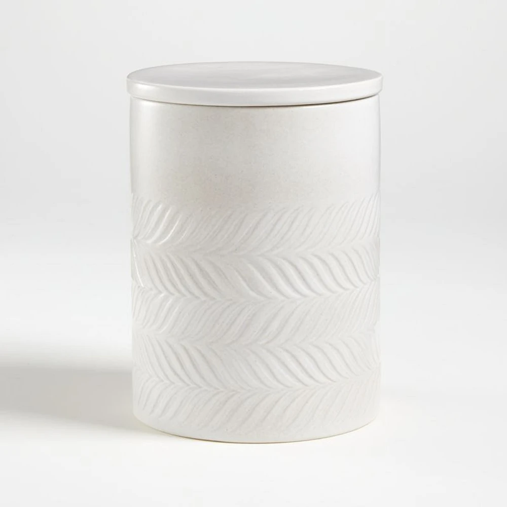 Fern Large White Ceramic Canister