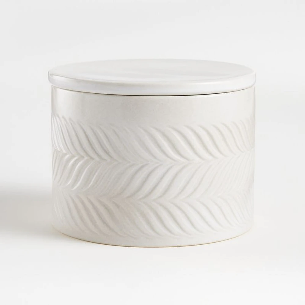 Fern Small White Ceramic Canister