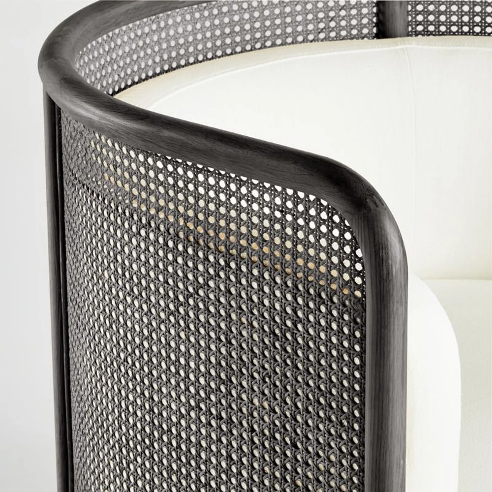 Fields Cane Dark Brown and White Chair