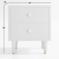 Finn White  Wood 2-Drawer Kids Nightstand