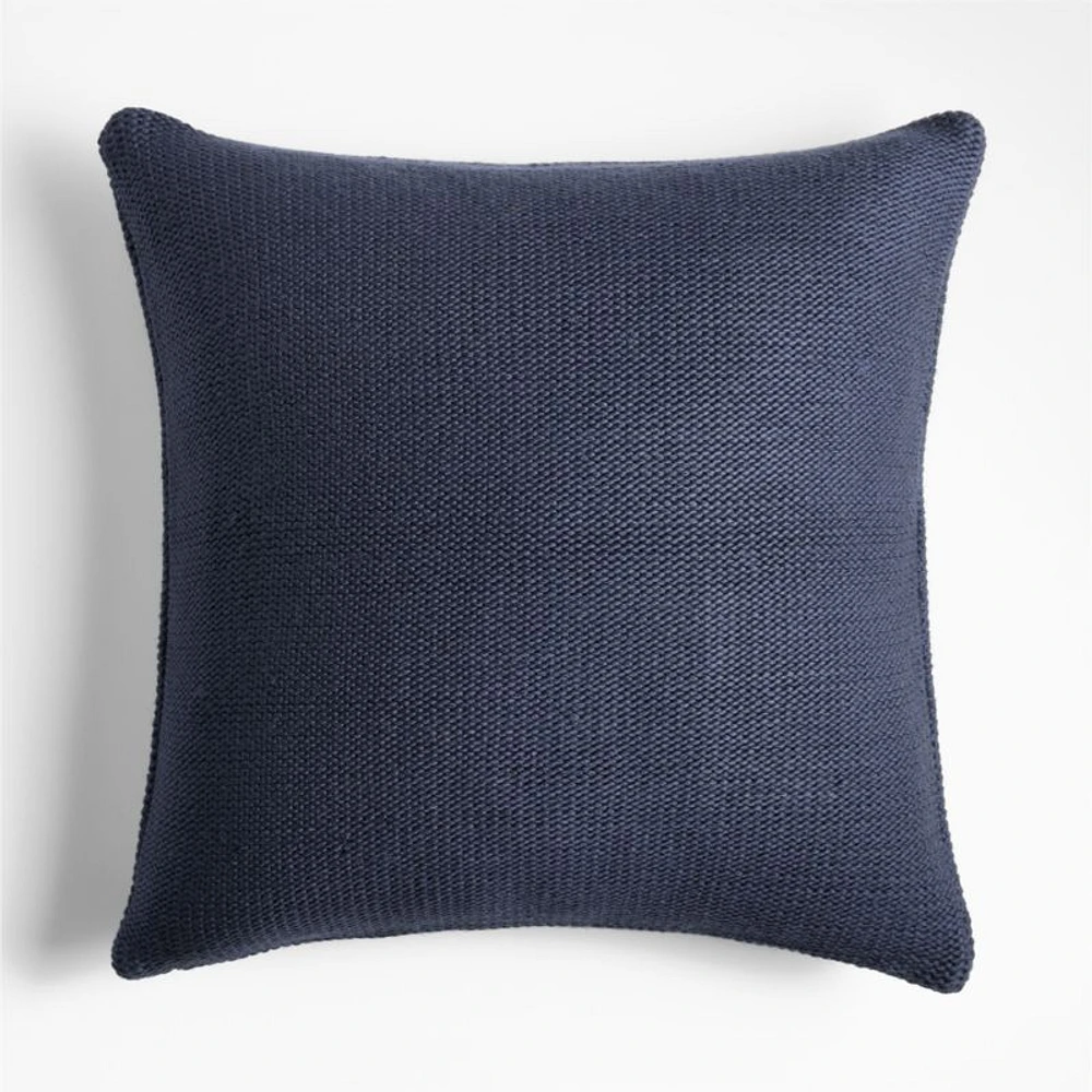 Deep Indigo Wool Blend 23" Fisherman Knit Throw Pillow Cover