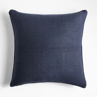 Deep Indigo Wool Blend 23" Fisherman Knit Throw Pillow Cover