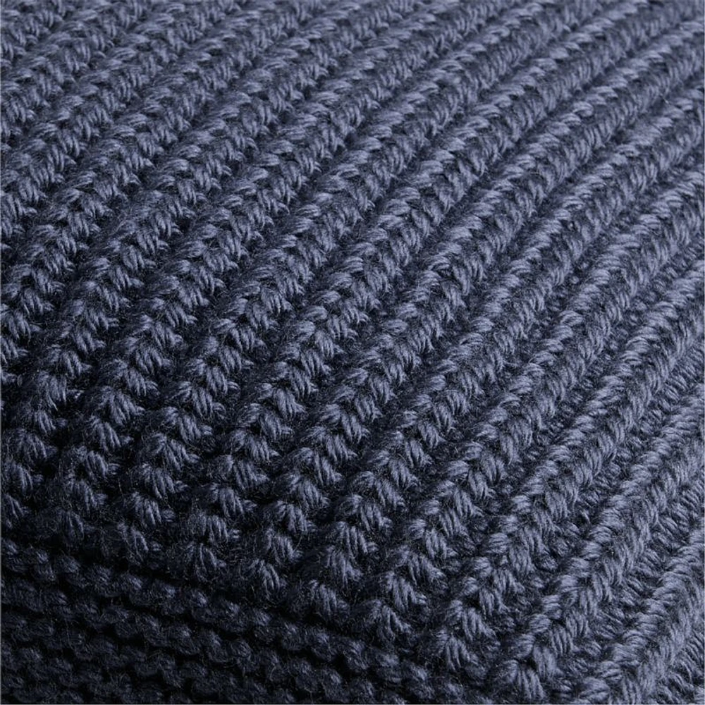 Deep Indigo Wool Blend 23" Fisherman Knit Throw Pillow Cover