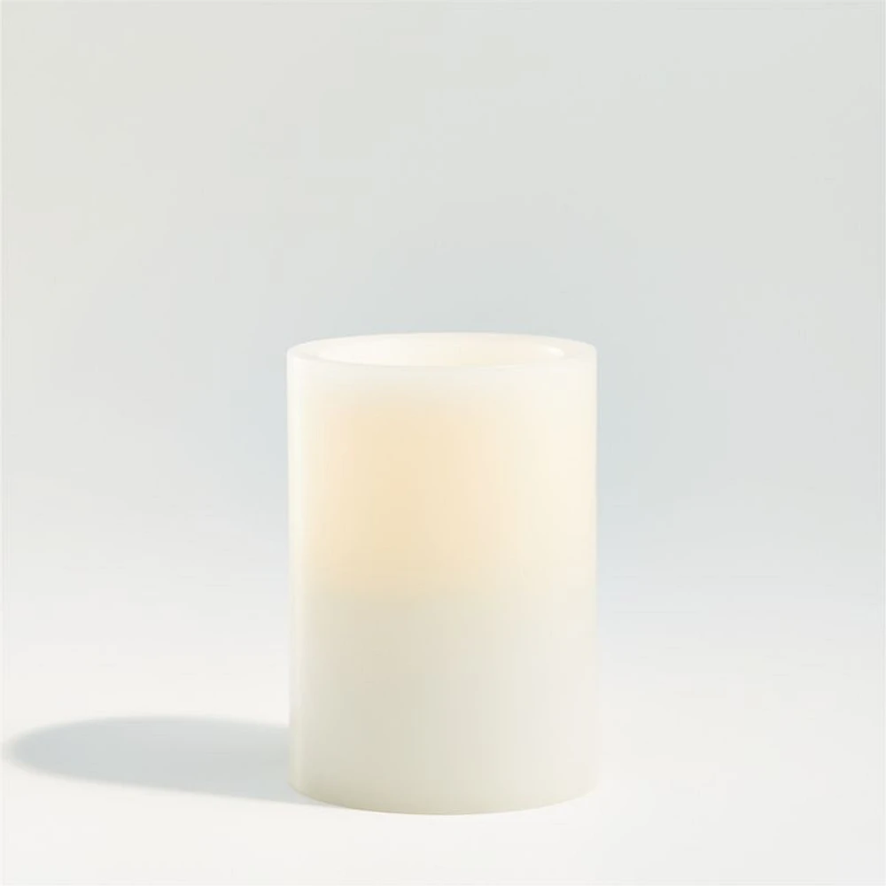 Warm White Flameless 3"x4" Wax Pillar Candle