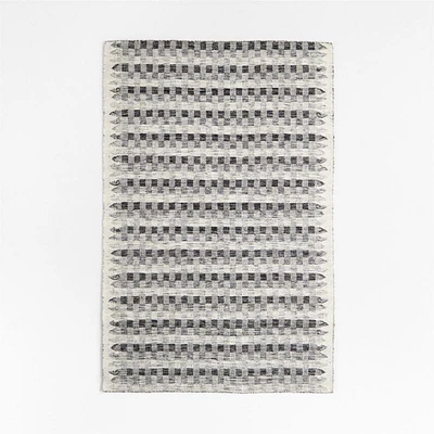 Flatweave Wool Checkerboard Charcoal Kids Area Rug 5'x8'