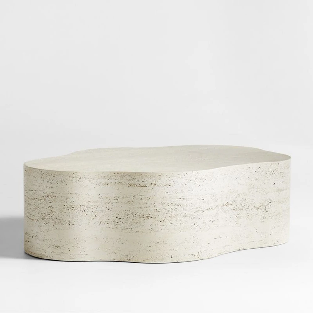 Fleur Faux Travertine Resin 52" Coffee Table