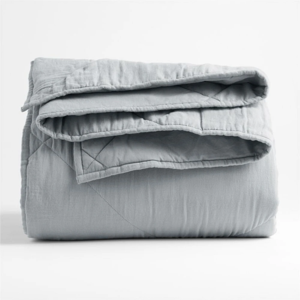 Supersoft Mist Blue Organic Cotton Gauze Kids Twin Quilt