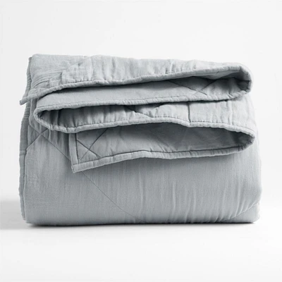 Supersoft Mist Blue Organic Cotton Gauze Kids Twin Quilt