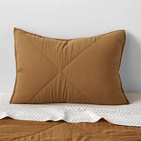 Supersoft Brulee Brown Quilted Organic Cotton Gauze Kids Pillow Sham