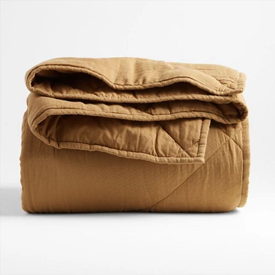 Supersoft Brulee Brown Organic Cotton Gauze Kids Twin Quilt