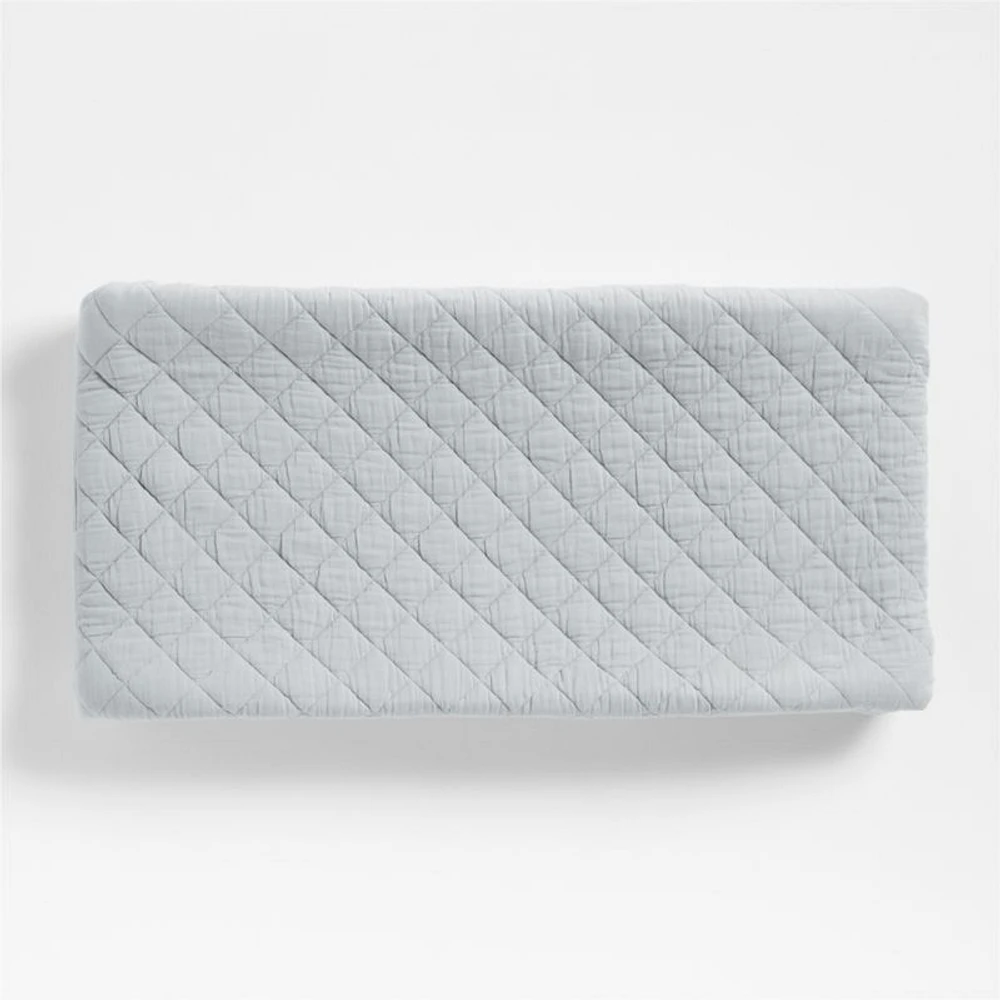 Supersoft Mist Blue Organic Cotton Gauze Baby Changing Pad Cover