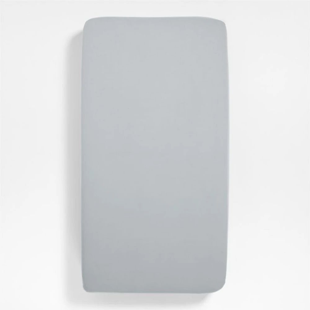 Supersoft Mist Blue Organic Cotton Gauze Baby Crib Fitted Sheet