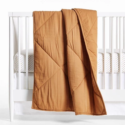 Brulee Brown Supersoft Organic Cotton Gauze Baby Crib Quilt