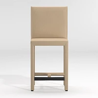 Folio Beige Top-Grain Leather Counter Stool