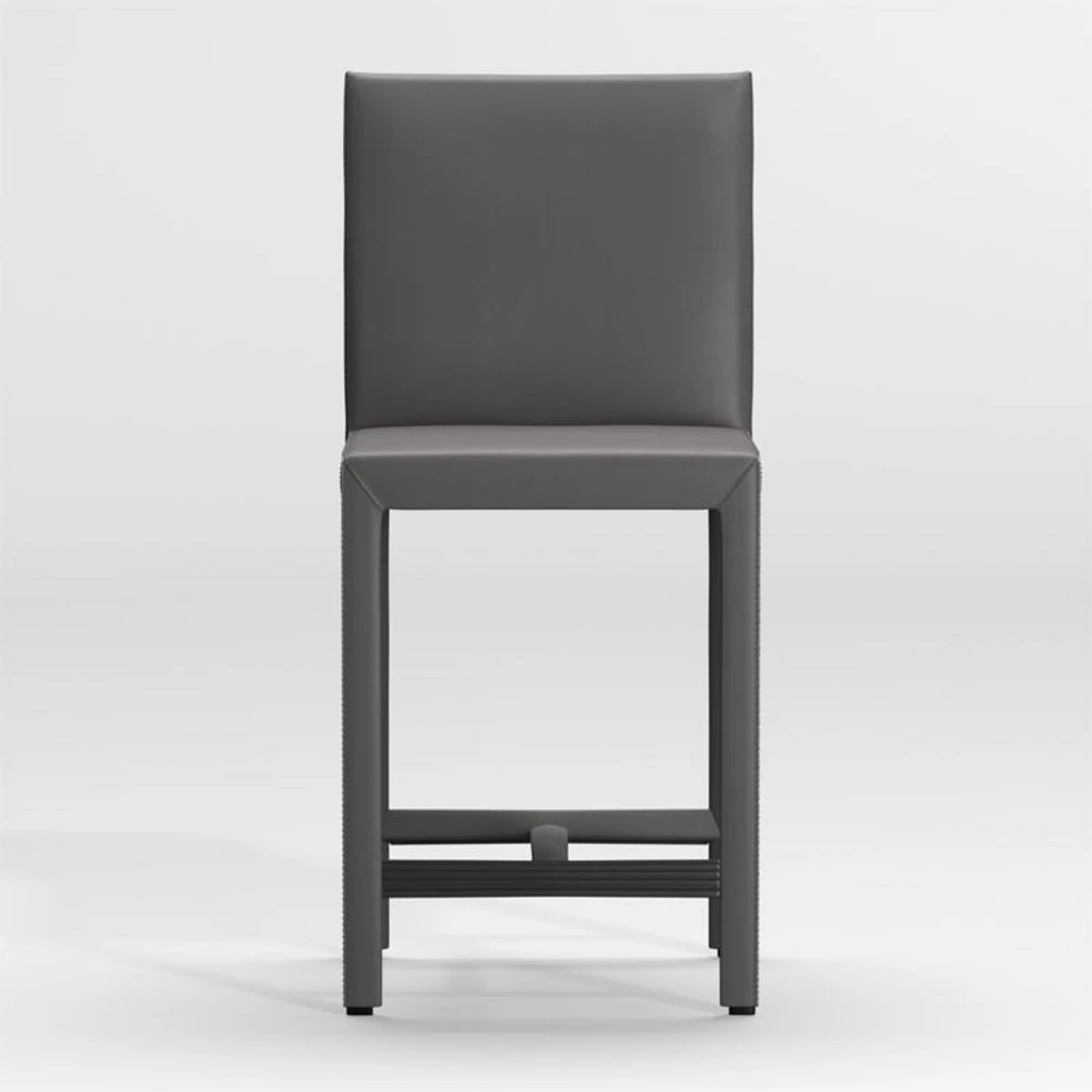 Folio Dark Grey Top-Grain Leather Counter Stool