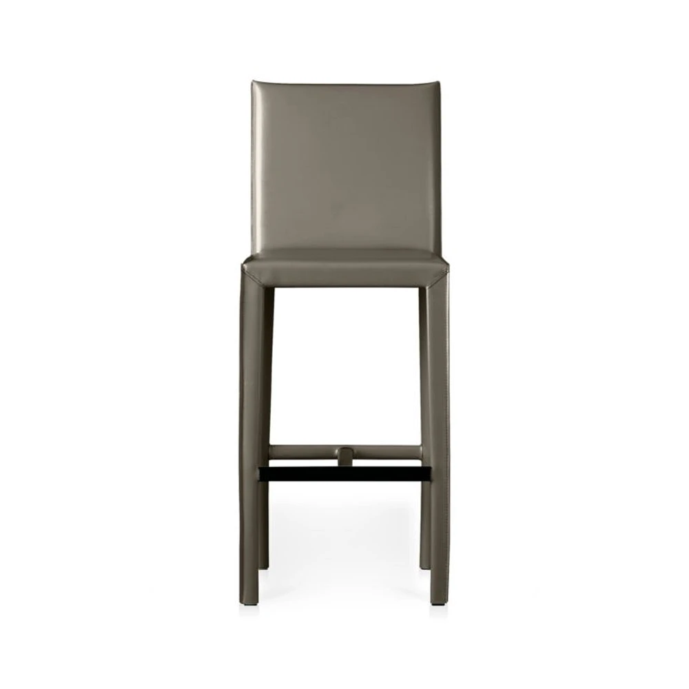 Folio Stone Grey Top-Grain Leather Counter Stool