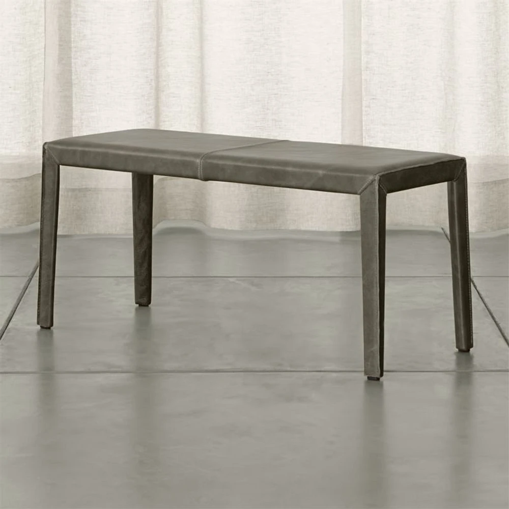 Folio Stone Grey Top-Grain Leather 40" Bench