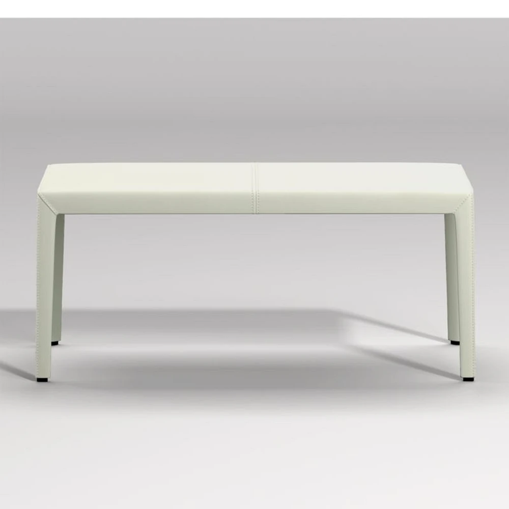Folio White Top-Grain Leather 40" Bench
