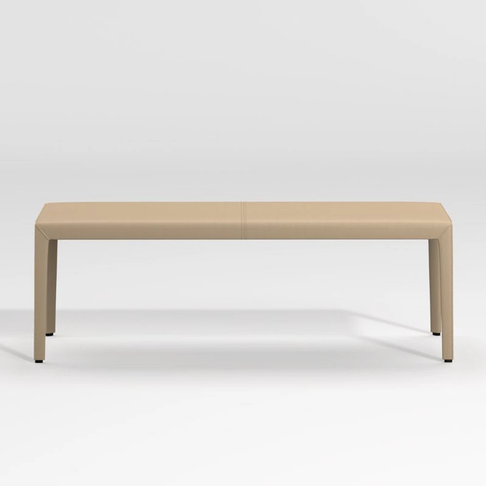 Folio Beige Top-Grain Leather 52" Bench