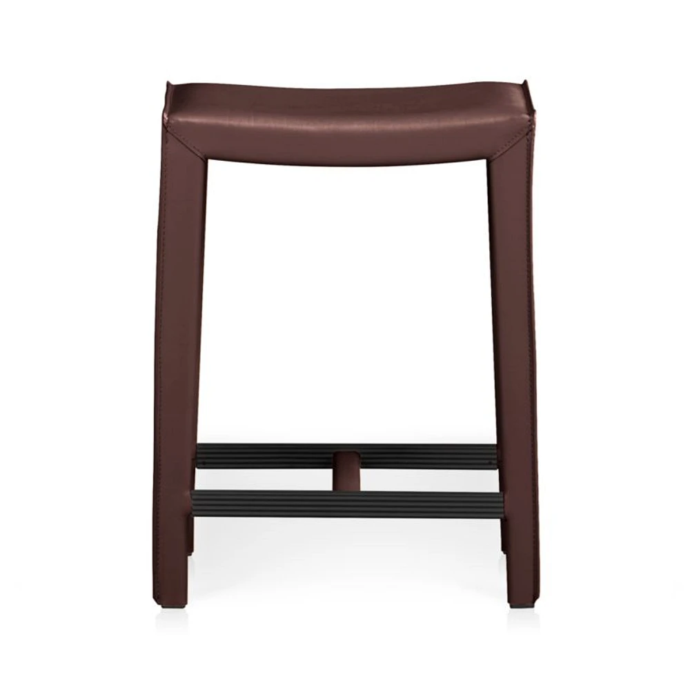 Folio Merlot Top-Grain Leather Backless Counter Stool