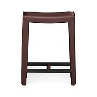 Folio Merlot Top-Grain Leather Backless Counter Stool