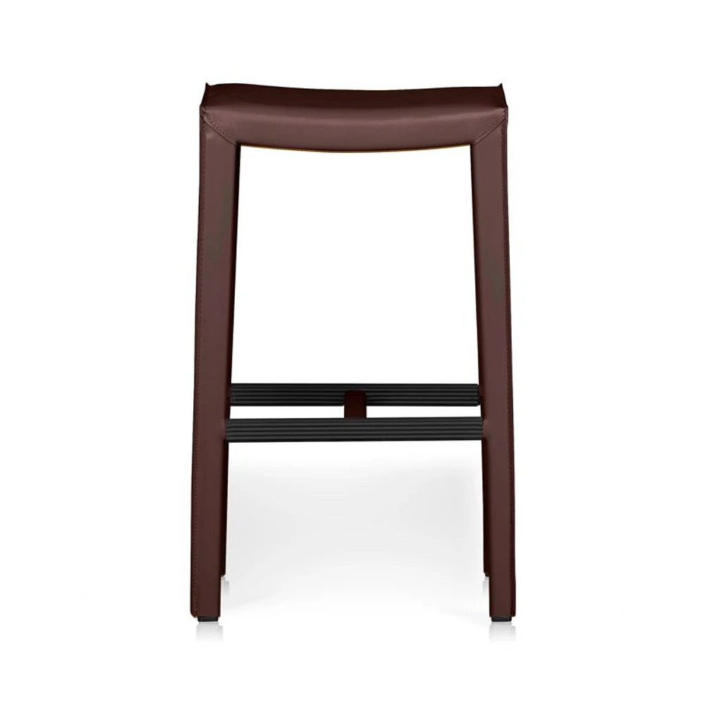 Folio Merlot Top-Grain Leather Backless Counter Stool