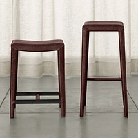 Folio Merlot Top-Grain Leather Backless Counter Stool