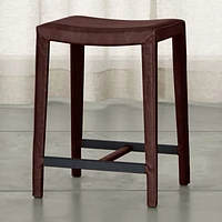 Folio Merlot Top-Grain Leather Backless Counter Stool