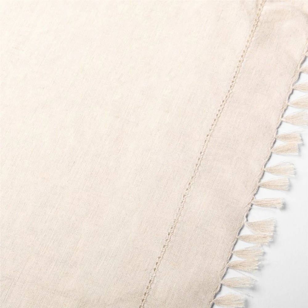 Linen Eyelet Fringe 120" Natural Table Runner by Gaby Dalkin
