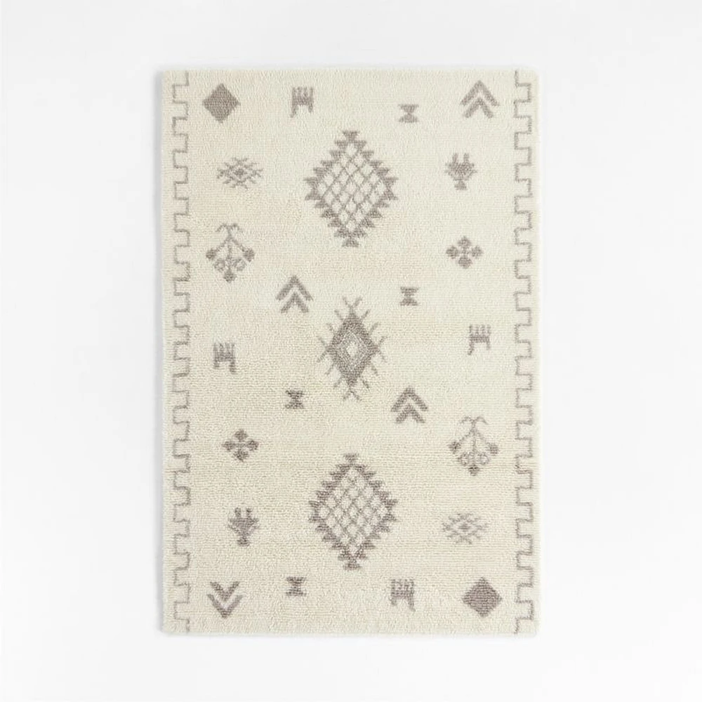 Gabey Figures Wool Dark Beige Kids Area Rug 5'x8'