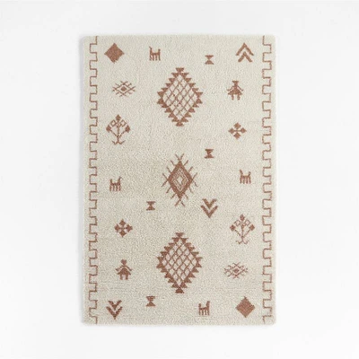 Gabey Figures Wool Pink Kids Area Rug 5'x8'