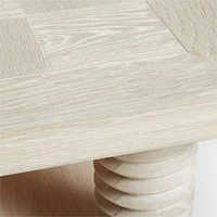 Garde Whitewashed Oak Wood 55.5" Rectangular Coffee Table with Shelf