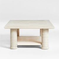 Garde Whitewashed Oak Wood 55.5" Rectangular Coffee Table with Shelf
