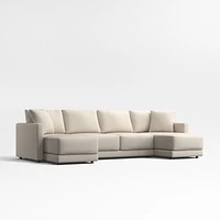 Gather Deep 3-Piece U-Shaped Sectional Sofa with Double Chaise Lounge